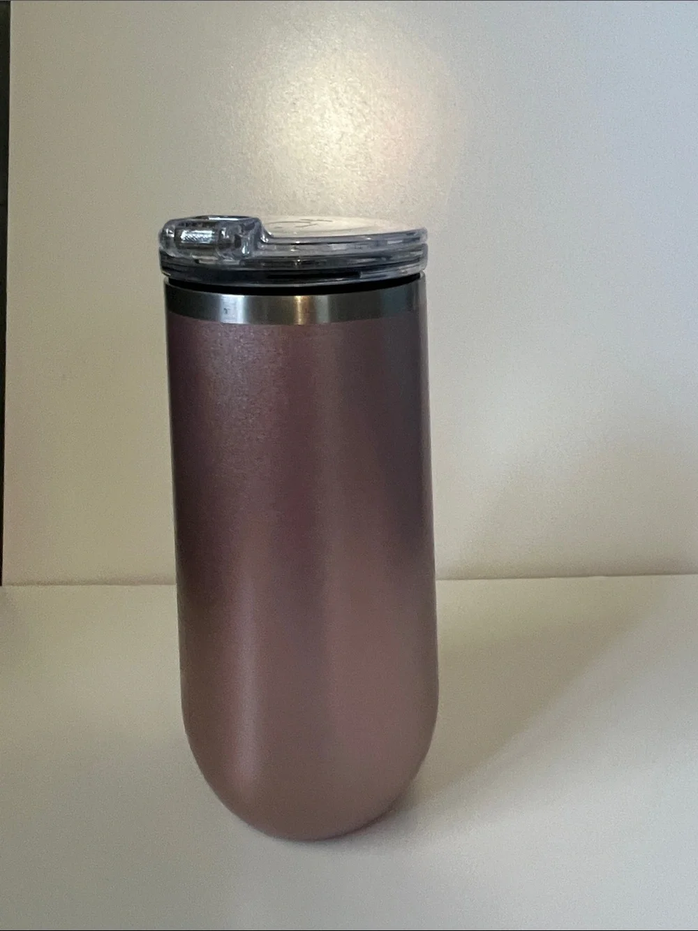 BrüMate Champagne Flute 12oz with Flip-Top Lid Glitter Rose Gold